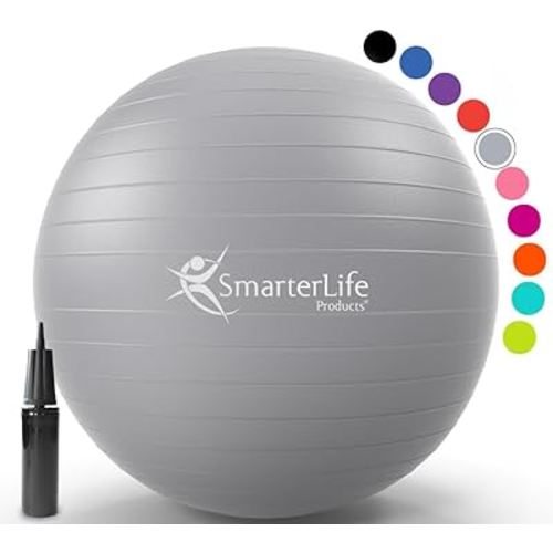SmarterLife Exercise Ball Yoga Ball for Fitness, Balance, Stability, or Pregnancy, Gym Ball for Core Workout, Physical Therapy, Yoga Ball Chair for Office, Anti-Slip Anti-Burst
