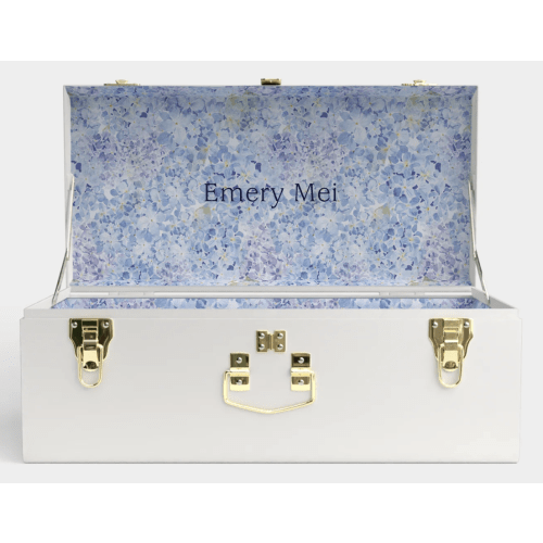 Petite Trunk - White - Nantucket Blooms / Embroidery