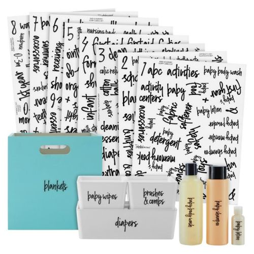 Talented Kitchen 232 Pack Baby & Nursery Storage Organization Labels, Script Label Sticker for Baskets, Containers, Baby Closet Organizers