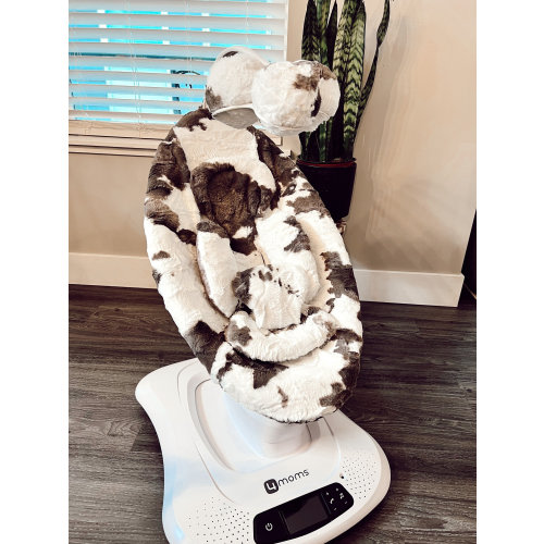Mamaroo seat cover, swing infant insert and toy accessories in cow hide fur minky