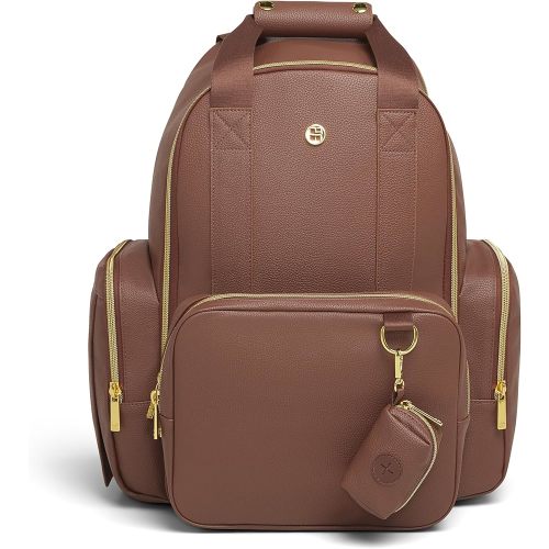 HUGGIES Unisex-adult Signature Hug Pack Diaper Backpack, Cognac Leather, One Size