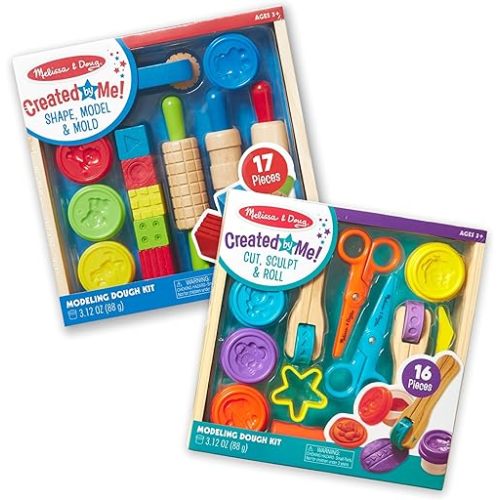 Melissa & Doug Ensemble d'activités de jeu en argile avec outils de sculpture et 8 pots de pâte à modeler | Arts et loisirs créatifs pour enfants, kits d'argile à modeler pour enfants à partir de 3