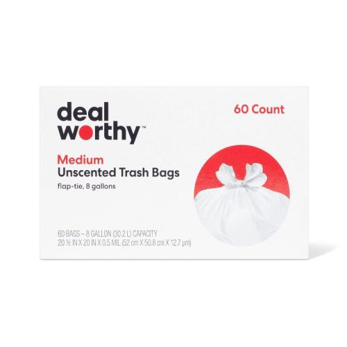 Medium Flap-tie Trash Bags - 8gal/60ct - Dealworthy™