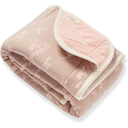Burt's Bees Baby Reversible Blanket, Nursery, Stroller & Tummy-Time Organic Jersey Cotton Quilted Infant & Toddler Bedding