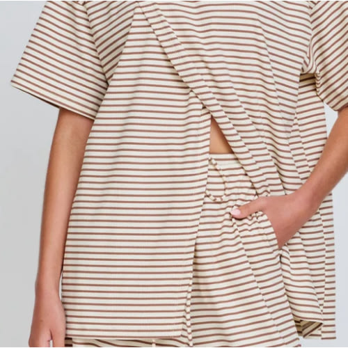 Ribbed Cream and Tan Stripe Maternity Pants – Apero Label