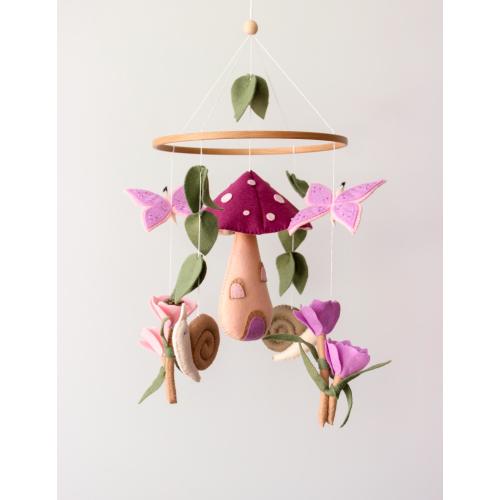 Fairy garden mobile, fairy baby mobile, mushroom baby mobile, butterfly mobile