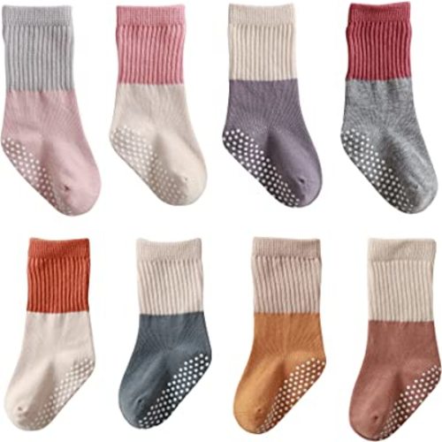 Baby Girls Boys Socks infant Cotton Crew Socks for newborn Non Slip/Anti Skid Toddler Knee-high Socks set