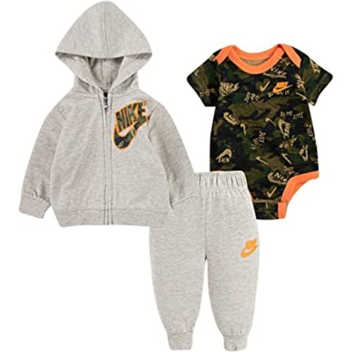 Nike Baby Boy 3 Piece Camo Set, Jogger Pants, Zip-Up Jacket and Bodysuit (3 M)