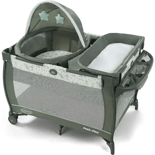 Graco Pack 'n Play Travel Dome Playard | Includes Travel Bassinet, Full-Size Infant Bassinet, and Diaper Changer, Oskar