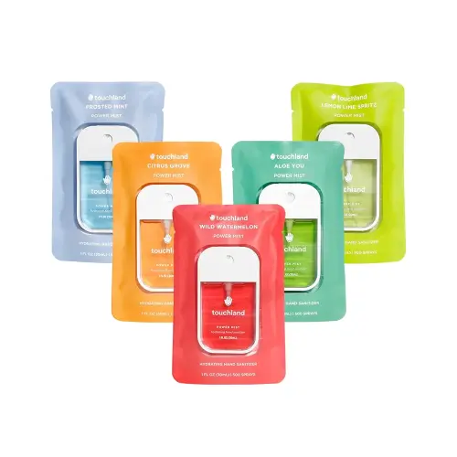 Touchland Power Mist Hydrating Hand Sanitizer Spray, FRESH 5 Set (Mint, Citrus, Lemon Lime, Aloe, Watermelon), 1 FL. OZ. Travel Size (Set of 5)