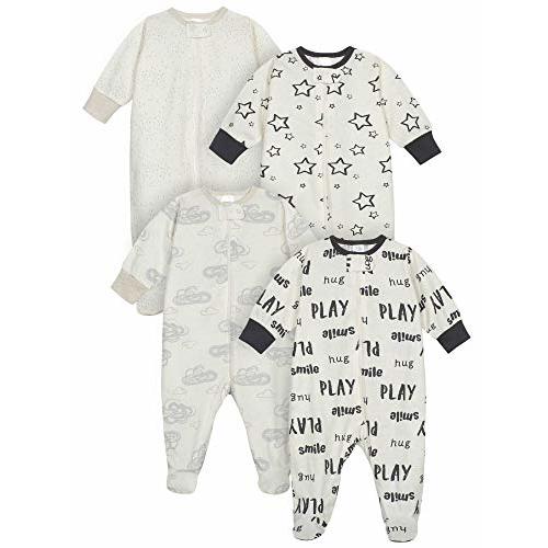 Onesies Brand unisex-baby 4-pack Sleep 'N Play Footies Multi Pack