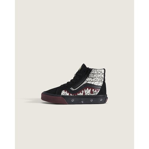 Little Kids Sk8-Hi Side Zip Halloween Shoe in In the Shadows Black / Port Red | Vans