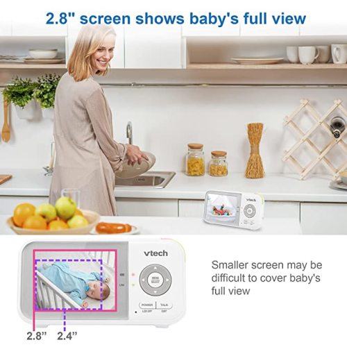 VTech VM923 Baby Monitor, 2.8” Screen, Pan-Tilt-Zoom, 1000ft Long Range, Night Vision, 2-Way Audio, Temperature Sensor, Lullabies, Secure Transmission No WiFi - 1 Camera - 2.8" with Pan-Tilt-Zoom Camera
