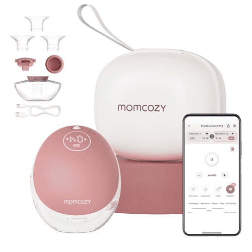 Momcozy Hands Free Breast Pump Mobile Flow, App Discreet Electric Breast Pump M9, Control Personalized, 1 Pack, Cozy Red HSA/FSA Eligible