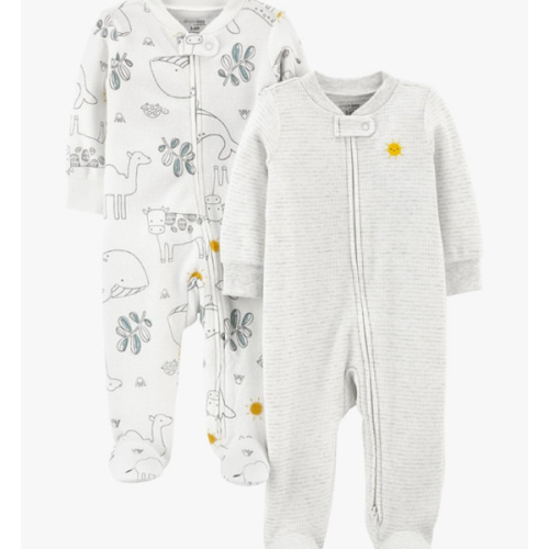 Simple Joys by Carter's Baby 2-Way Zip Thermal Footed Sleep and Play, Pack of 2