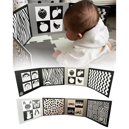 Samuel Sensory Board for Babies - Supersized Black and White Baby Cards for Developmental Newborn Tummy Time Toys - 100cm Newborn Black & White Toys for 0-3 Months & Older - Thick Stand Up Board No. 2