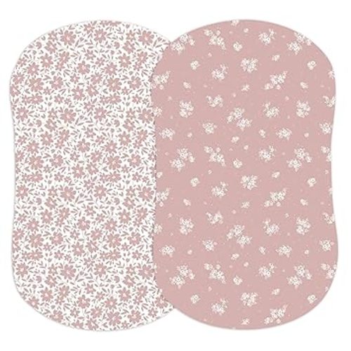 2-Pack Fitted Bassinet Sheets (Antique Rose) - Buttery Soft Cotton Blend for Standard Bassinet