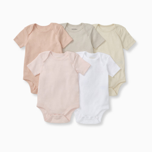 Burt's Bees Baby Organic Short Sleeve Bodysuit (5 Pack) - Pink Sand, 3-6 M