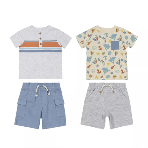 Baby Boy Little Lad 4-pc. Mix & Match Short Sleeve Tees & Shorts Set