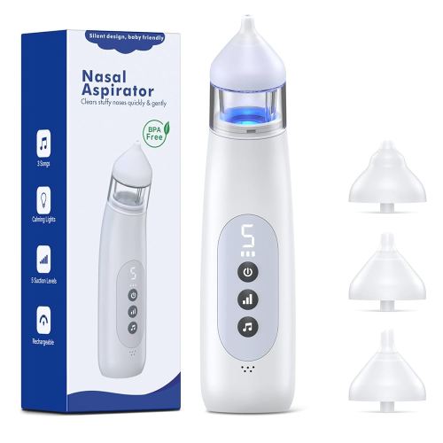 Nasal Aspirator for Baby 5 Suction Levels Rechargeale Nose Sucker, Music and Light Silicone Nose Suction Battery Powered for Baby Girls Boy Adult Pets
