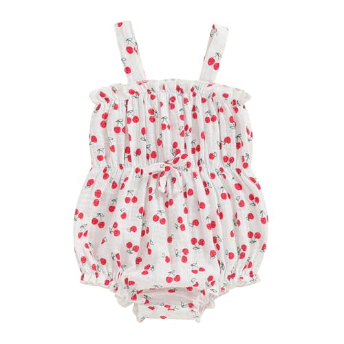 Tsseiatte Newborn Baby Girl Summer Sleeveless Bodysuit One Piece Ruffle Strap Romper Playsuit Jumpsuit Clothes 0-24M