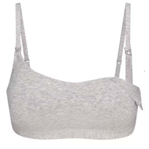 Cotton Jersey Maternity Nursing Scoop Bralette - SIZE SMALL, COLOR LIGHT HEATHER GREY