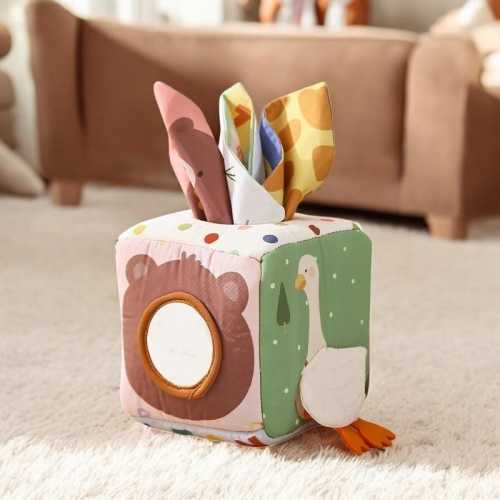 Montessori Baby Toy Cotton Magic Tissue Box Finger Exercise Busy Board Soft Rattle Cloth Book Sensory Toy Educational Developmental Gift