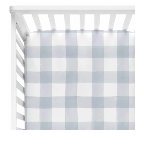 Dusty Blue Gingham Crib Sheet