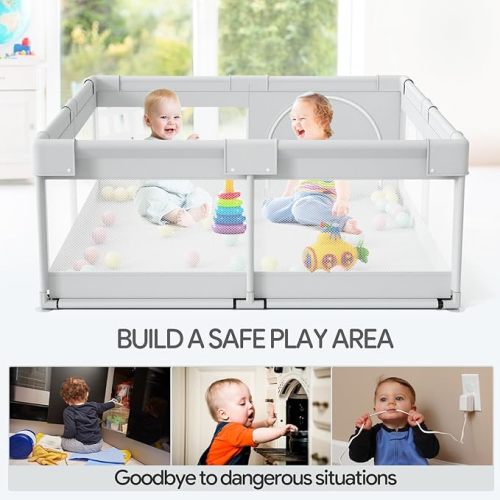 Baby Playpen, 47x47 in Small Play Pen,Toddler Playpen for Apartment,Play Yard,Activity Fence, Extra Large Baby Playard