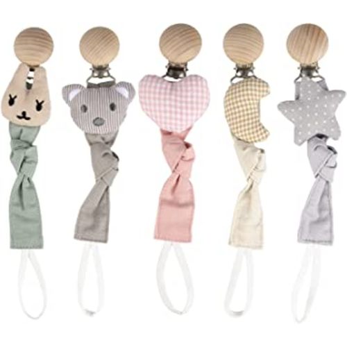 Pacifier Clips - 5 Pack Paci Holder Baby Boys Girls - Teething Beads Soothie Binky Clips Teether Toys - Best Gift Idea for Toddlers