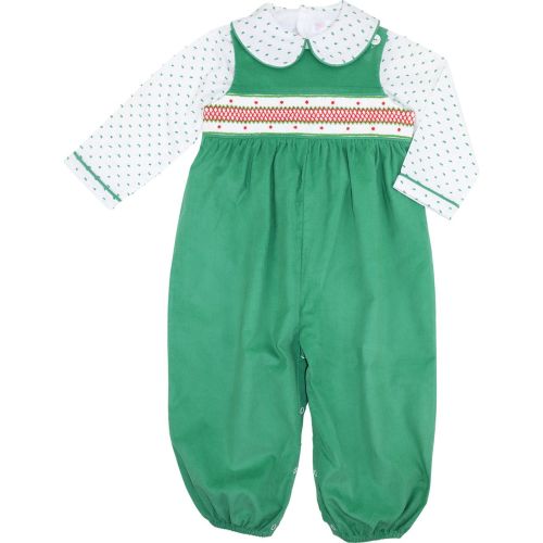 Green And Red Smocked Corduroy Long Romper Set – Cecil & Lou