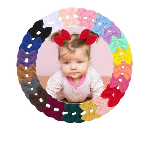 Puff Fabric Hair Bows with Alligator Clips, 40 Pieces (20 Pairs) for Baby GirlsToddlers Kids Children Adults