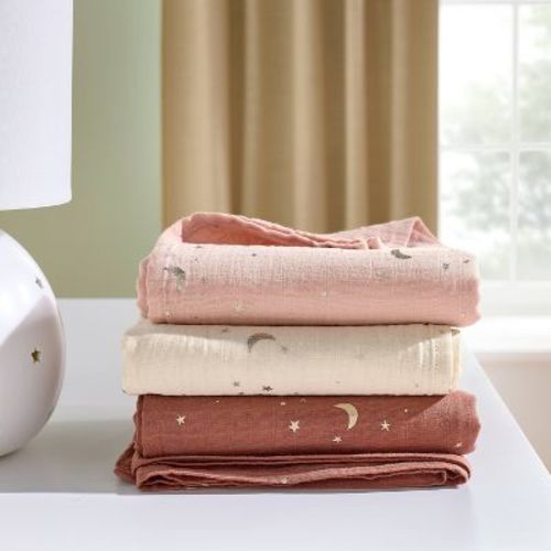 Muslin Swaddle Baby Blanket - Warm Metallic - 3pk - Cloud Island™