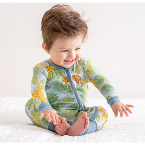 Baby Bamboo Pajamas w/ DreamCuffs®, Safari boy - Dreamland Baby | Maisonette