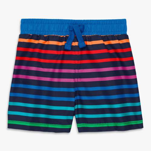 Baby swim trunk in double rainbow stripe - Navy / rainbow stripe / 6-12
