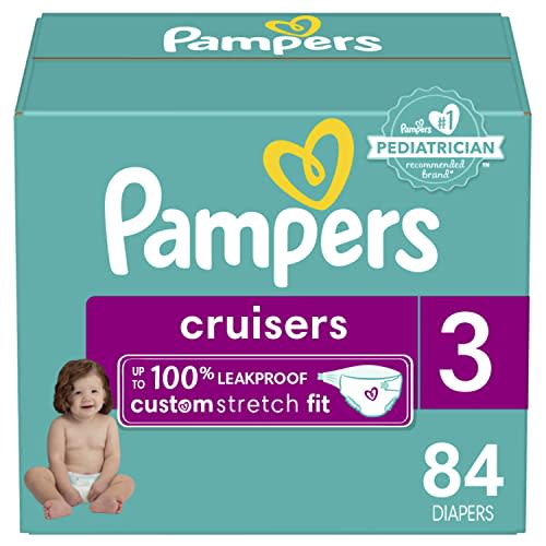Pampers Cruisers Diapers - Size 3, 84 Count, Disposable Active Baby Diapers with Custom Stretch