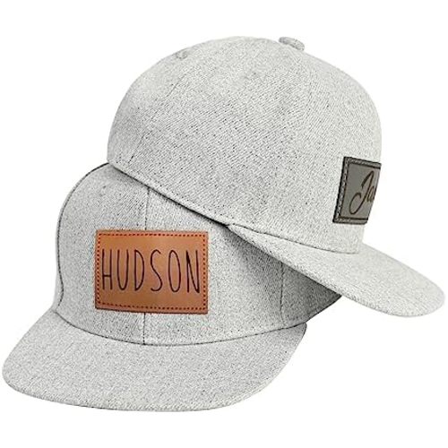 Custom Name Baseball Cap - Personalized Gifts Leather Patch Baby Hats - Toddler Trucker Hat for Boys Girls 0-3 Years
