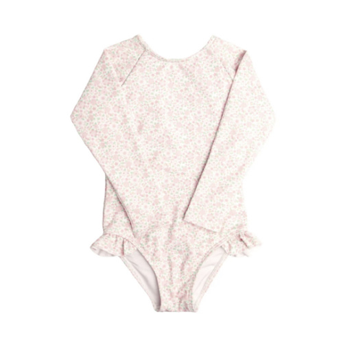 girls antique floral rashguard one piece – minnow