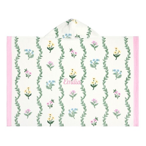 Stripe Floral Baby Beach Hooded Towel UPF 50+