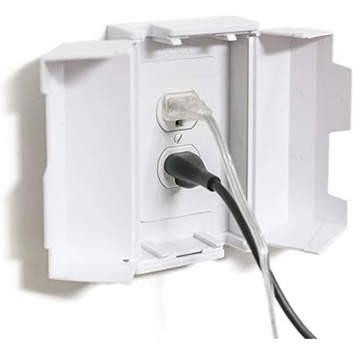 Outlet Cover Box for Child Safety (2 Pack) Duplex & Decorator Electrical Outlet Plates, Concealed Access Buttons, and Spacious Compartment - Jool Baby