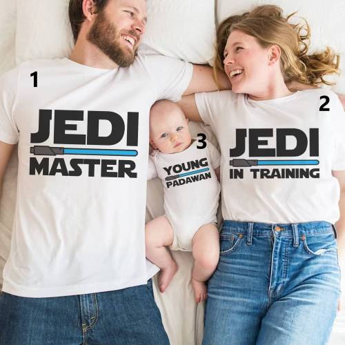 Jedi Master Young Padawan Shirts, Matching Dad And Son T-Shirts, Jedi And Padawan Starwars Shirt, Fathers Day Gift, Pregnancy Annoucement