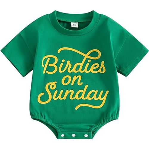 Merqwadd Baby Golf Clothes Boys Girls Short Sleeve Bubble Romper Infant Glof Tshirt Bodysuit