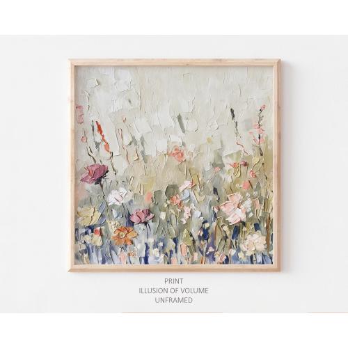 Wildflowers Oil Print Neutral Floral Wall Art Summer Meadow Painting Farmhouse Wall Decor Flowers PRINT from an original oil painting