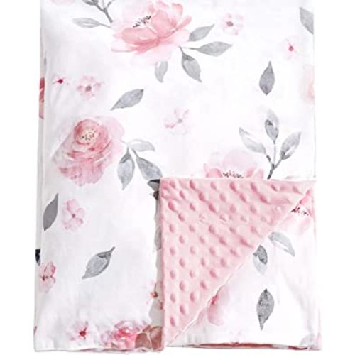 PHF Minky baby blanket for Girls, boys 40x50 Inches Soft Double Layer baby blankets with Dotted backing,Receiving blanket bed Throws for Newborn, Infant, babies, Floral