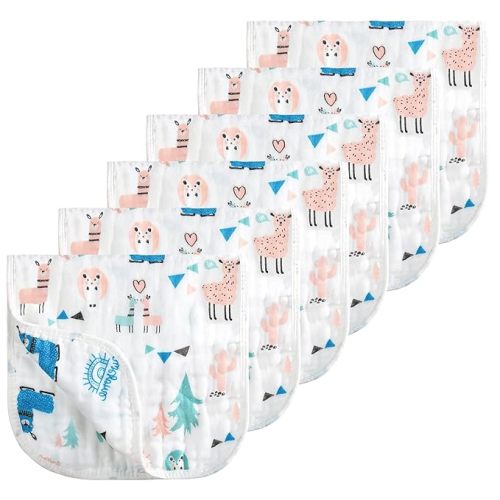 Looxii Muslin Burp Cloths 100% Cotton Muslin Cloths Large 20''x10'' Extra Soft and Absorbent 6 Pack Baby Burping Cloth for Boys and Girls (Alpaca)