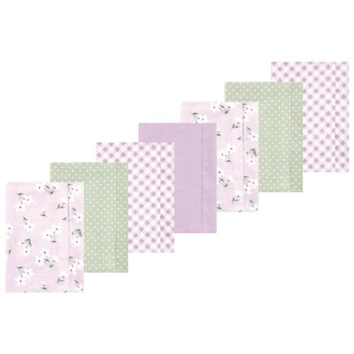 Luvable Friends Hudson Baby Flannel Burp Cloths 7pk, Purple Floral