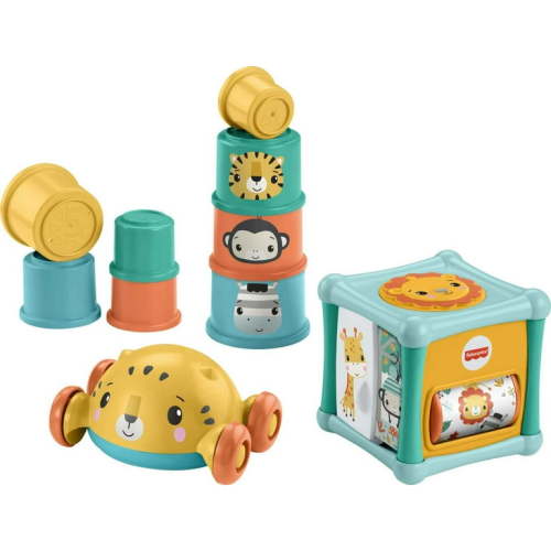Fisher-Price Activity Rolling & Busy Sit & Crawl Gift Set with Stacking Cups & Roly-Poly Push Car