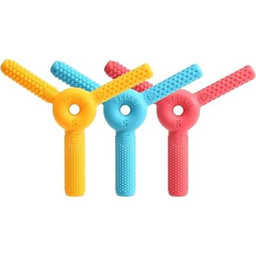 FLUXY Oral Sensory Chew Toys for Kids and Toddlers, Stimulation Motor Therapy Aid with Soft, Flexible Textures, Build Tongue and Mouth Strength, Relieve Stress and Fidgeting (Combo - 3 Pack)