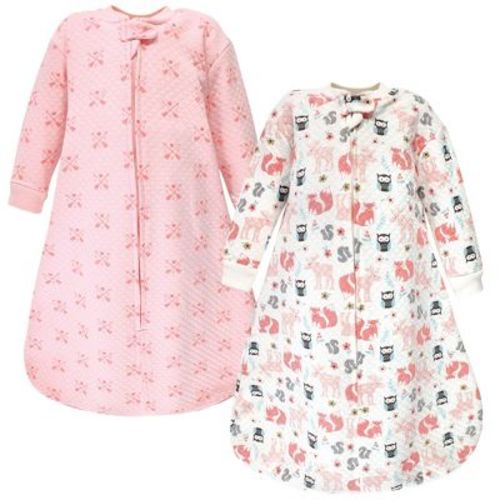 Hudson Baby Infant Girl Premium Quilted Long Sleeve Sleeping Bag And Wearable Blanket, Girl Forest, 6-12 Months