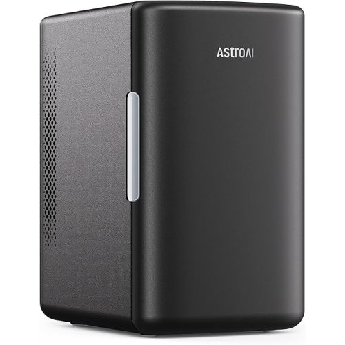 AstroAI Mini Fridge 2.0 Gen, 6 Liter/8 Cans Makeup Skincare Fridge 110V AC/ 12V DC Portable Thermoelectric Cooler and Warmer Little Tiny Fridge for Bedroom, Cosmetics (Dark Black)